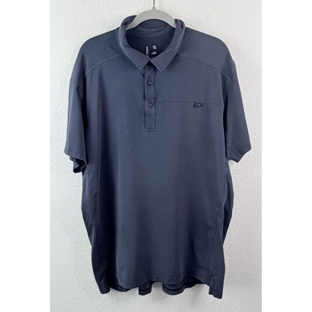 Arc'teryx Men's XXL Navy Blue Captive Short Sleeve Polo Shirt Summer Performance